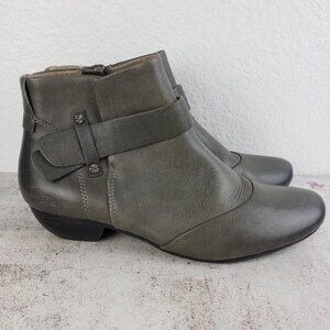TAOS Ankle Booties Leather Side Zip Comfort Shoes Gray size 9 EU 40 Lagenlook